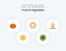 des fruits et des légumes plat icône pack 5 icône conception. . fruit. tropical. aliments. Donut vecteur