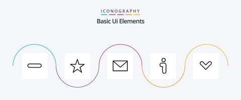 de base ui éléments ligne 5 icône pack comprenant direction. La Flèche. masségé. interface. Info vecteur