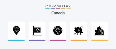 Canada glyphe 5 icône pack comprenant Scandinavie. Canada. érable. Arctique. érable. Créatif Icônes conception vecteur