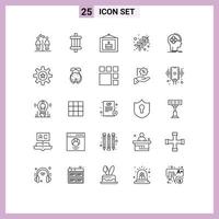 ligne pack de 25 universel symboles de futur Avancée anniversaire travail Feu modifiable vecteur conception éléments