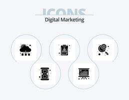 numérique commercialisation glyphe icône pack 5 icône conception. loupe. déposer. nuage. document. archiver vecteur