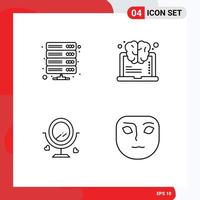 4 thématique vecteur ligne remplie plat couleurs et modifiable symboles de Les données merroir espace de rangement apprentissage mariage modifiable vecteur conception éléments