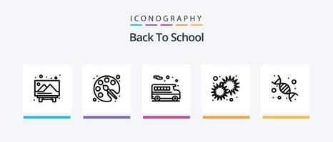 retour à école ligne 5 icône pack comprenant . éducation. sport. retour à école. dessin. Créatif Icônes conception vecteur