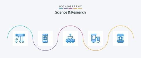 science bleu 5 icône pack comprenant danger. espace. Satellite. science. potion vecteur