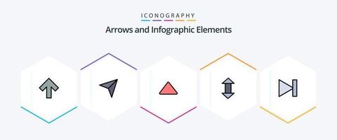 La Flèche 25 ligne remplie icône pack comprenant dernier. fin. en haut. bas. flèches vecteur