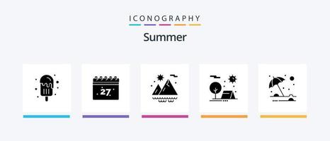 été glyphe 5 icône pack comprenant été. plage. été. Soleil. vacances. Créatif Icônes conception vecteur