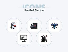 santé et médical ligne rempli icône pack 5 icône conception. . enregistrer. roue. médical. signe vecteur