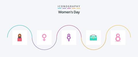 aux femmes journée plat 5 icône pack comprenant aux femmes. femme. symbole. symbole. journée vecteur