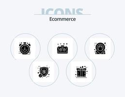 commerce électronique glyphe icône pack 5 icône conception. commerce électronique. entreprise. horloge. mallette. temps vecteur