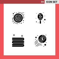 Stock vecteur icône pack de 4 ligne panneaux et symboles pour vente remise serviette vente la musique dollar modifiable vecteur conception éléments