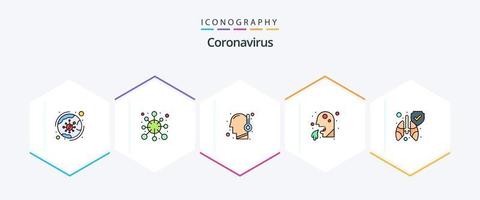 coronavirus 25 ligne remplie icône pack comprenant protéger. soins de santé. virus. toux. Température vecteur