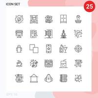 25 thématique vecteur lignes et modifiable symboles de cobra Hôtel carte Accueil placard modifiable vecteur conception éléments