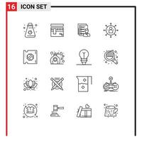 Stock vecteur icône pack de 16 ligne panneaux et symboles pour capacités reprendre religion homme employé modifiable vecteur conception éléments