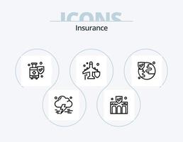 Assurance ligne icône pack 5 icône conception. assurance. hôpital. bagage. lit. Assurance vecteur