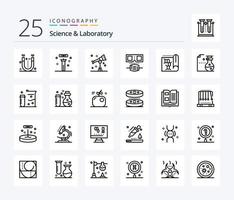 science 25 ligne icône pack comprenant laboratoire. protection. science. masque. télescope vecteur