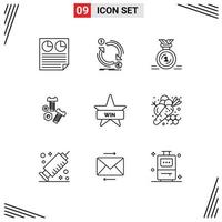 ensemble de 9 commercial grandes lignes pack pour vis boulon argent récompense premier modifiable vecteur conception éléments