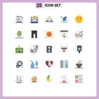 groupe de 25 plat couleurs panneaux et symboles pour emojis l'eau entreprise humide équipe modifiable vecteur conception éléments