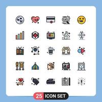 utilisateur interface pack de 25 de base rempli ligne plat couleurs de école émoticône Paiements emojis sécurise modifiable vecteur conception éléments