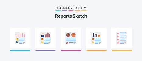 rapports esquisser plat 5 icône pack comprenant document. barres. papier. rapport. document. Créatif Icônes conception vecteur