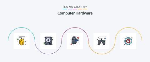 ordinateur Matériel ligne rempli plat 5 icône pack comprenant . HDMI. changer. Puissance vecteur