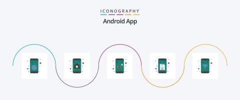 Android app plat 5 icône pack comprenant mobile. en haut. son. stockage. document vecteur
