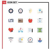 utilisateur interface pack de 16 de base plat couleurs de chanson médias mental album globe modifiable pack de Créatif vecteur conception éléments