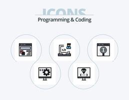programmation et codage ligne rempli icône pack 5 icône conception. codage. application. développement. processus. développer vecteur