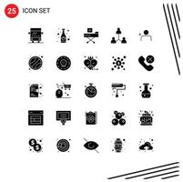 pictogramme ensemble de 25 Facile solide glyphes de instagram utilisateur maladie équipe groupe modifiable vecteur conception éléments