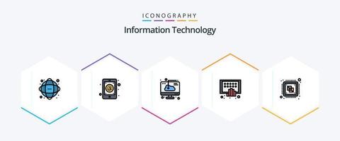 information La technologie 25 ligne remplie icône pack comprenant mobile. applications. poster. logiciel. Télécharger vecteur