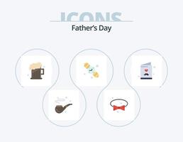 les pères journée plat icône pack 5 icône conception. père. main montre. bière. les pères journée. l'horloge vecteur