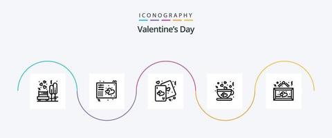 valentines journée ligne 5 icône pack comprenant l'amour. café. midi. l'amour. cœurs vecteur