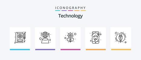 La technologie ligne 5 icône pack comprenant jeu. contrôle. renouvelable. sans fil casque. intelligent. Créatif Icônes conception vecteur