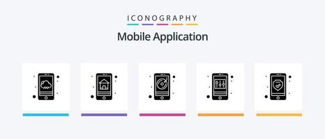 mobile application glyphe 5 icône pack comprenant confidentialité. l'audio. contrôle. application. Créatif Icônes conception vecteur