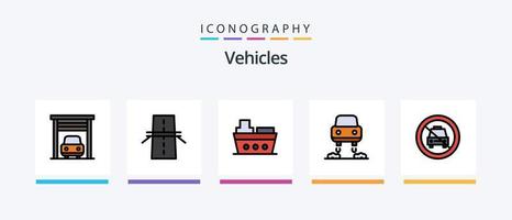 Véhicules ligne rempli 5 icône pack comprenant étoile. auto. clé. Autoroute. créatif. Créatif Icônes conception vecteur