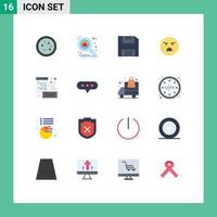 modifiable vecteur ligne pack de 16 Facile plat couleurs de codage sentiment explorer perdre connaissance emoji modifiable pack de Créatif vecteur conception éléments