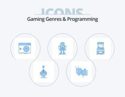jeu genres et programmation bleu icône pack 5 icône conception. robot. autonome. lutte. Terminal. racine vecteur