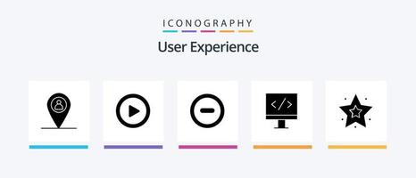 utilisateur expérience glyphe 5 icône pack comprenant préféré . développement. moniteur .. Créatif Icônes conception vecteur