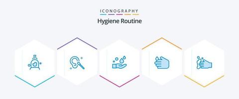 hygiène routine 25 bleu icône pack comprenant . nettoyage. vecteur