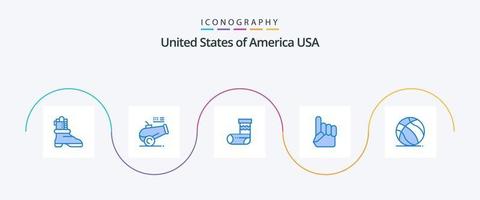 Etats-Unis bleu 5 icône pack comprenant Américain. football. Noël. Américain. main vecteur