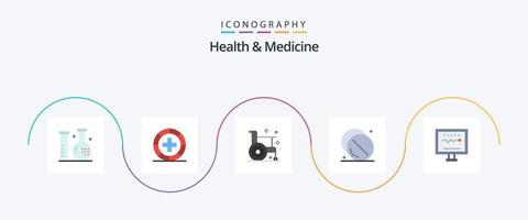 santé et médicament plat 5 icône pack comprenant . médical. hôpital. santé vecteur