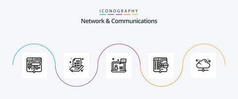 réseau et les communications ligne 5 icône pack comprenant site Internet. code. main. aider. utilisateur vecteur