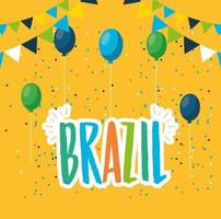 célébration brésilienne de canival de rio avec lettrage et ballons vecteur