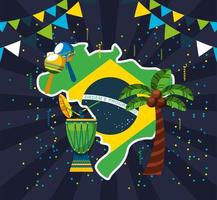 célébration du carnaval brésilien avec drapeau vecteur