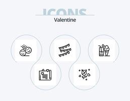 Valentin ligne icône pack 5 icône conception. Coupe. couple. carte. l'amour. l'amour bavarder vecteur