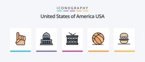 Etats-Unis ligne rempli 5 icône pack comprenant drapeau. homme. citrouille. Etats-Unis. ville. Créatif Icônes conception vecteur