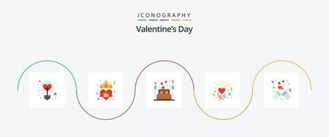 valentines journée plat 5 icône pack comprenant capsule. main. romance. cadeau. amoureux vecteur