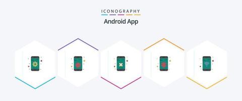 Android app 25 plat icône pack comprenant téléphone. application. fermer. sécurité. Les données vecteur