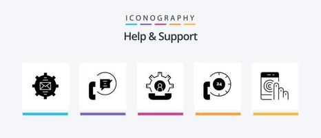Aidez-moi et soutien glyphe 5 icône pack comprenant communication. appel. téléphone. processus. aider. Créatif Icônes conception vecteur