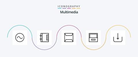 multimédia ligne 5 icône pack comprenant . scellé. ui. Télécharger vecteur