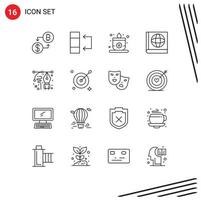 16 Créatif Icônes moderne panneaux et symboles de cible stylo sauna dessin art modifiable vecteur conception éléments